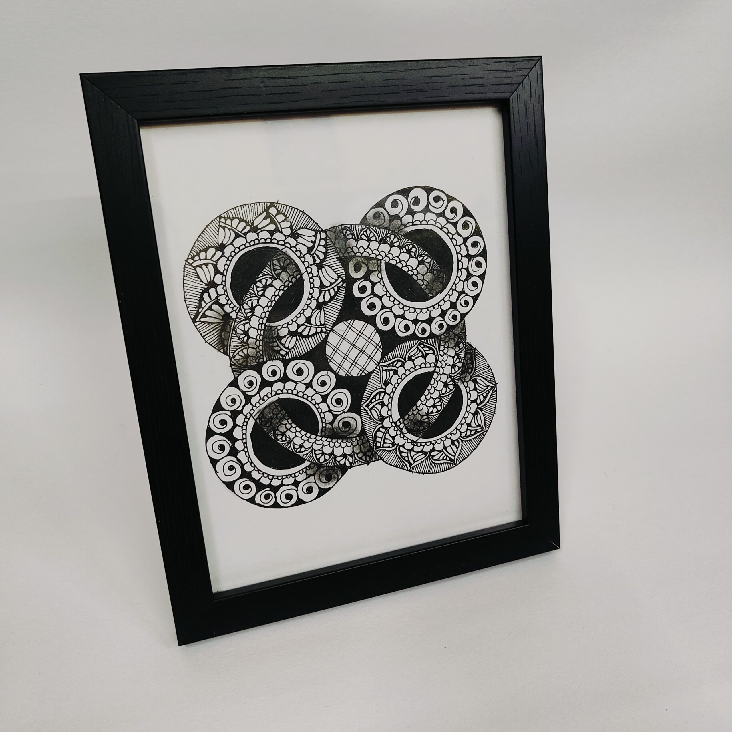 Black and white zen spiral mandala in 3D format