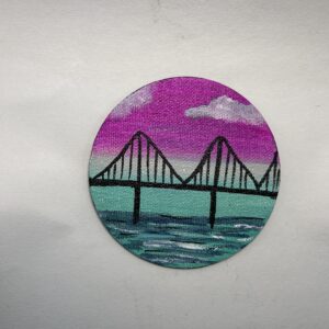 hand-painted nature fridge magnet on mini canvas handmade art