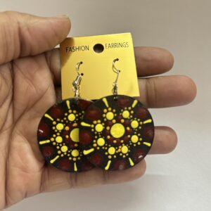 Handcrafted maroon gold mandala jewellery lightweight earrings design