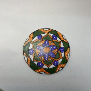 hand-painted mini mandala floral art small decorative piece
